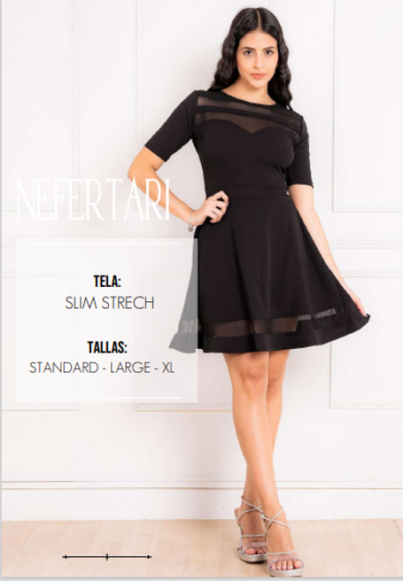 VESTIDO NEFERTARI 
Color:
Negro - Falda con vuelo
Talla:
L - XL